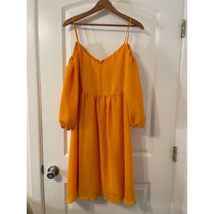 Anthropologie Moulinette Souers Yellow Cold Shoulder Chiffon Dress Large NWT